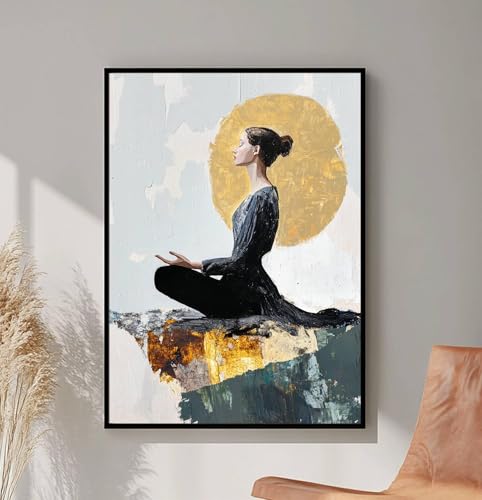 Méditation de yoga abstraite sur toile pour un salon moderne et zen