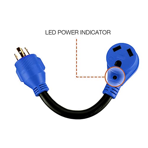 image for Miady 30AMP Male 4-Prong Locking Plug to 30 AMP Female 12 Inch RV Gene