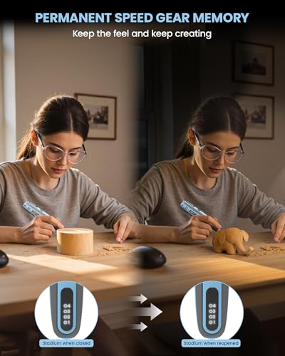 SCHTUMPA Mini Cordless Rotary Tool, 4V Rotary Tools with Speed Memory, Rotary Tool Kit with 18 Accessories Including Upgraded Sanding Belt, Small Rotary Tool with Rubber Handle for Long-term Creation - Image 5