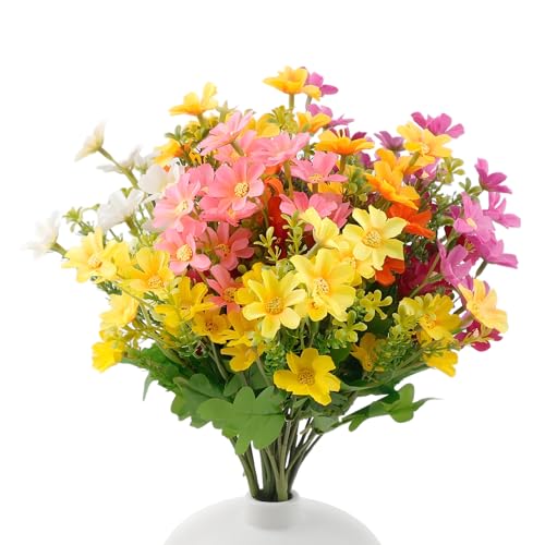 BDHYYM 6 Pièces Fleurs Artificielles Extérieures Fleur Artificiel en Plastique Résistantes aux UV Faux Fausse Fleurs Exterieur Verdure Arbustes Plantes...