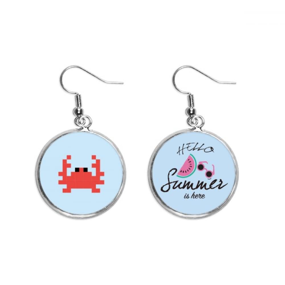 Pendientes de sandía y cangrejo pixelados de resina para verano 5