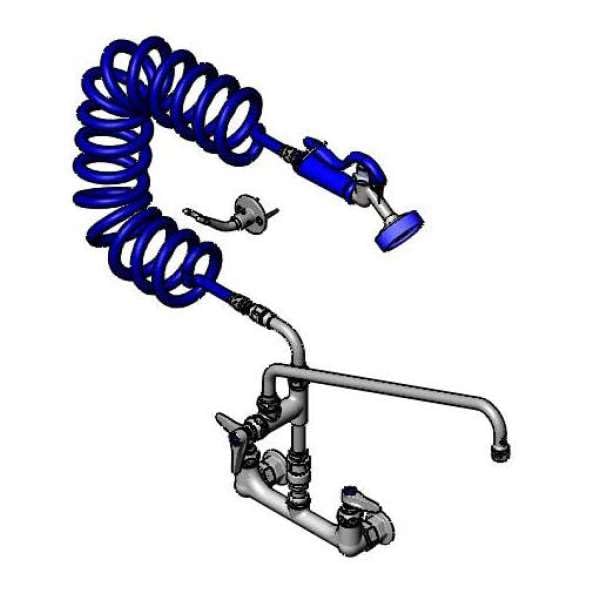 T&S Brass PG-8WSAV-18 Wall Mount, Vic Breaker, Coiled Hose, PG Sprayer, Pet Grooming Unit, 18" ADF Nozzle, 8" Deck
