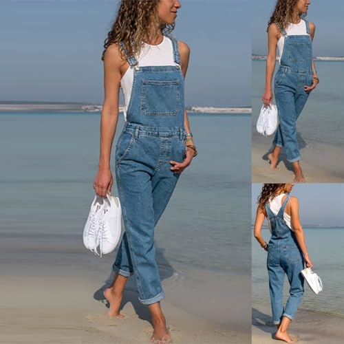 Pantalones vaqueros con peto informales para paseos de verano 2
