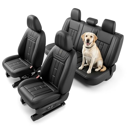 Image of Car Seat Covers Full Set for Toyota RAV4 1999-2025 Black (5 Pack) | Waterproof Car Seat Cover. Anti-slip. Breathable. Airbag Compatible. Seat Heating Works. Easy Clean. Durable Stitching.