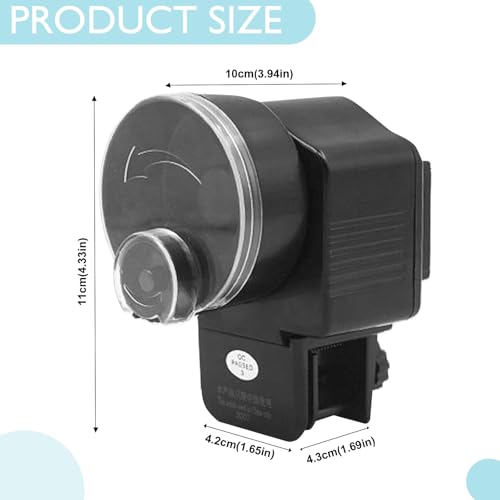 Futterautomat für Aquarium, 60ml Automatischer Fischfutterautomat mit Timer, Einstellbar Fische Fischfutterspender für Pellets & Streifen, für Aquarien Glasdicke von weniger als 3,5 cm