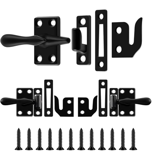 Hicarer 2 Pack Casement Window Lock 1-7/8 Inch Zinc Alloy Window Sash Lock Latch Replacement for Home Casement Windows (Matte Black)