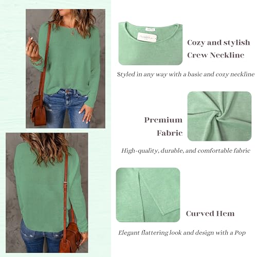 Image of Womens's Drop Shoulder Casual Loose Crewneck Lightweight Long Sleeve Pullover Sweaters