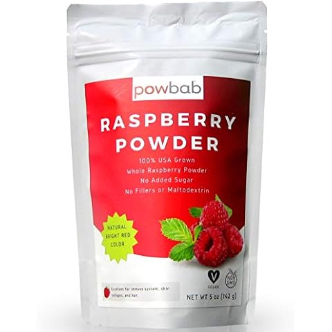 powbab Raspberry Powder from 100% USA Grown Organic Raspberries. No Added Sugar, Not Freeze Dried, No Juice Concentrate, No Maltodextrin. Dehydrated Fruit for Baking. Immune Boost + Skin + Hair (5 oz) Cover