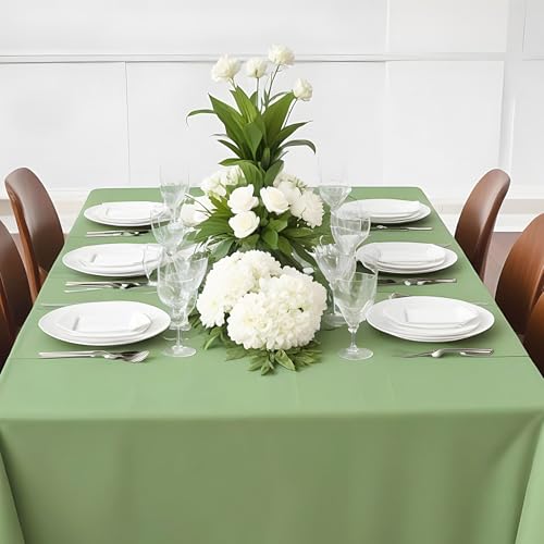 Image of NatNarr 6 Pcs Sage Green Tablecloths Plastic, Scalloped Table Cloth