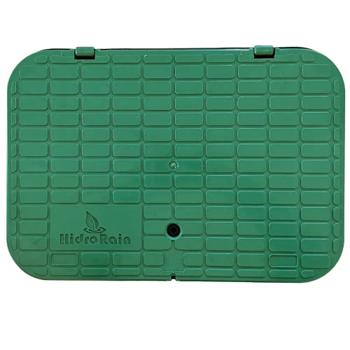RIEGOPRO Arqueta de Riego Rectangular JUMBO para Enterrar con 10 Salidas Recortables. Base 64x49,5cm - Tapa 53,5x37cm - Altura 30xcm. Tapa con Bisagra para facilitar la Apertura.Robusta muy Resistente