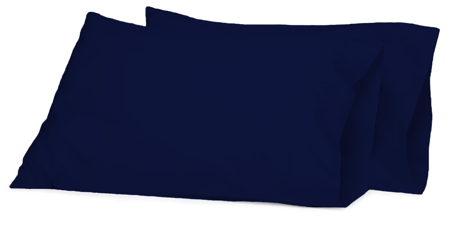 DAZZLE COLLECTION 100% Egyptian Cotton Sheet 200 Thread Count Bed Fitted Sheet Hotel Quality Bedding Set Soft & Crisp Cotton Caravan Campervan (Pair Of Pillow, Navy)
