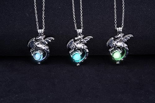 AlterImage Fiery Dragon Wings of Fire Necklace Glow In The Dark Set of 3 Luminous Jewelry Green Blue & Sky Blue Includes UV Light2