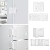 Cabinet Locks(12-Pack) for Babies, Kids and Toddlers Proofing Cabinet Child, safety Locks Suitable for Cabinets, Drawer and Refrigerator with Easy Installation (White) (8 Flat Lock+4 Right Angle Lock)