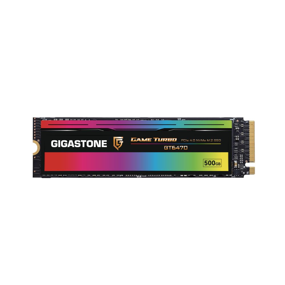 Gigastone Game Turbo PCIe Gen4x4 SSD 500GB, Speed Up to 7,000MB/s with SLC Caching Gaming/PC/Desktop/Laptop 5-Year Warranty M.2 NVMe PCIe 4.0 2280 Internal Solid State Drive 500GB GAME TURBO PCIe 4.0 SSD 1-Pack