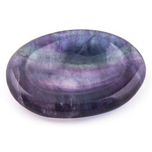 Crystal Allies Gallery 1 Piece 50mm Tumbled Natural Fluorite Worry Stone - with Carrying Pouch