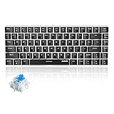 FELiCON AK33 Clavier Mécanique de Jeu,80% Blue Switch Game Keyboard avec Blanc LED Rétroéclairé,82 Touches Anti-Ghosting Panneau en Métal USB-C Câblé QWERTY pour PC Mac et Ordinateur Portable-Noir
