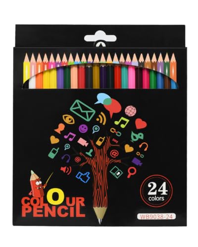 TMEOPR Juego de 24 lápices de colores para adultos y artistas, Lápices de Madera Preafilados, 24 lápices de colores solubles en agua, para colorear, mezclar, pintar, Dibujo y Bocetos