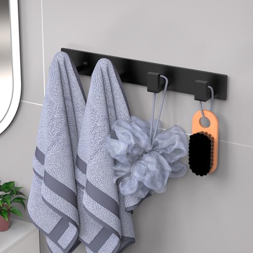 Image of PMMASTO Coat Rack Wall Mount, Coat Hooks Wall Hooks for Hanging, Stainless Steel Coat Hanger Towel Hooks for Bathrooms, Coat Rack Hat Rack (Black 4 Hooks, 2 Pack)