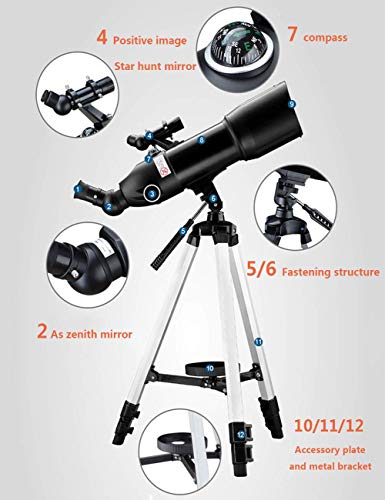 Telescopio Refractor Astronómico 50mm con Trípode Ajustable miniatura 4