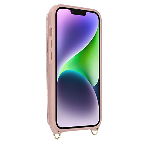 Image of for iPhone 13 Case with Card Holder for Women,Phone Case with Strap,Crossbody Lanyard,RFID Blocking,Ring Stand,Snap Clasp,Cute Wallet Cases for iPhone 13 6.1 inch(Rose Gold)