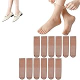 Tseonmis Invisible Slip-Resistant Crystal Silk Socks, 12 Pairs Women's Sheer Ankle Socks Thin Nylon Socks (Brown)