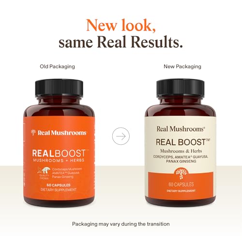 Real Mushrooms RealBoost Capsules – Cordyceps Mushroom, Panax Ginseng & Guayusa Extract – for Overall Wellness & Energy Support – Vegan, Non-GMO, No Fillers – 60 Count Mushroom Supplement Blend - Thumbnail 2