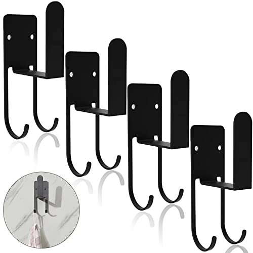 TORVA Lot de 4 crochets utilitaires à fixation murale, installation unique sans clou - Idéal pour salle de bain, cuisine, salle à manger, décoration d'intérieur (Noir) Cover