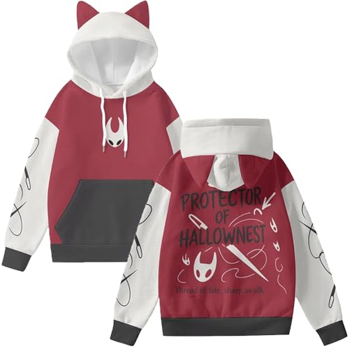 Hot Game Hollow Knight Silksong 3D - Sudadera unisex con capucha y orejas de gato para cosplay de Indie Game Graphic para hombres y mujeres, Estilo 1, 6XL