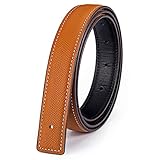 Vatee's Sangle de ceinture de rechange en cuir véritable réversible pour femme sans boucle 25mm de large 120cm longue Jaune/Noir