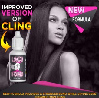 Her Imports New and Improved Cling for Lace Front, Wigs, Toupee, Weave Hair Closure - Nontoxic Polymer Lace Glue Formula - Super Strong Adhesive - Water Resistant - Dries to Invisibility - Safe to Use