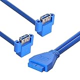 Conector USB 3.0 A tipo dual hembra en ángulo con conector USB 3.0.