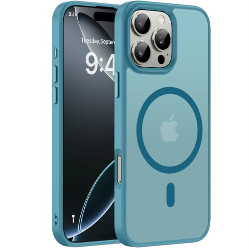 Image of Miracase Magnetic for iPhone 16 Pro Max Case, 6.9 inch, Slim, Teal | Compatible with MagSafe, Translucent Matte, Military-Grade Protection, Anti-Fingerprint, Shockproof Protective Phone Cover
