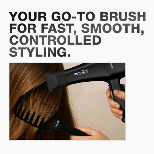 Image of Ikonic Professional Vent Brush, Flexible Head for Speed Drying & Styling, Anti Static, Heat Resistant, Smooth Round Tips for Detangling Wet & Dry Hair, Stimulates Scalp, Frizz Control, Anti Slip Grip