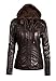 Produktbild sanyouletoo Damen Kapuzen Kunstleder Jacke Entfernbare Faux Leder Jacke Motorradjacke mit Reißverschluss Ladies Oberbekleidung (Normale EU-Größe)