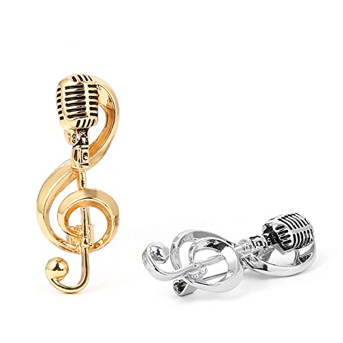Image of Music Note Brooch for Creative Microphone Brooch Music Note Enamel Pins Alloy Bag Clothes Lapel Pin Jewelry Decor Gift for Women Men Boy G