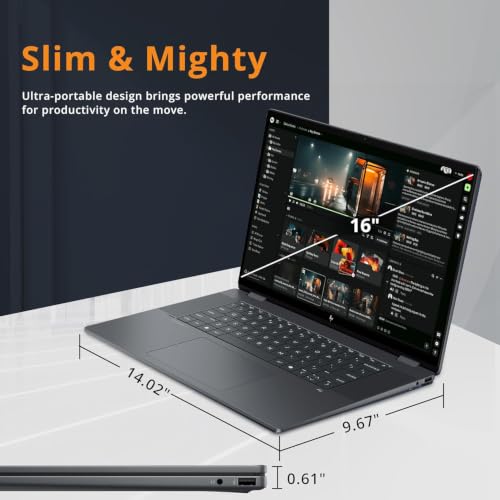Image of HP OmniBook X Flip 2-in-1 16 inch WUXGA IPS Touchscreen Laptop, Intel Core Ultra 7 256V, Intel Arc 140V, 16GB RAM 2TB SSD, External 1TB Hard Drive Enclosure, Backlit Keyboard, Windows 11 Pro, Gray