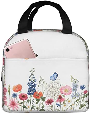 CIOAHYRA Butterfly Floral Lunch Bag for Women Men Insulated with Containers Warming Reusable Lunch Box Waterproof Thermal Tote Bag Cooler Bag
