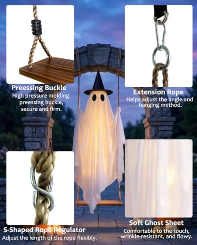 5' CYSKXYI Halloween LED Spooky Swinging Ghost w/ Remote - image 7