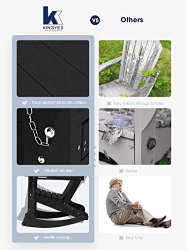 Kingyes Folding Rocking Adirondack Chair, Black #TOP6