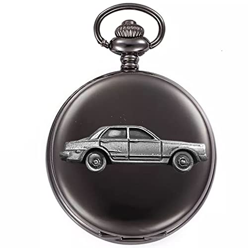 Nisaan Skyline 2000 GTR ref349 3D Pewter Effect Car Design on a Polished Black case Reloj de bolsillo de cuarzo para hombre