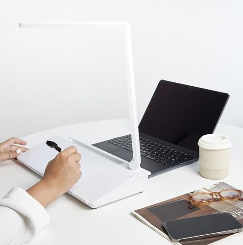 Image of Garood Glass Desktop Whiteboard with Storage Wireless Charger and LED Light Desk Whiteboard Desktop Glassboard Desk White Board Desk Dry Erase Board Phone Holder 15.8X7X2 in