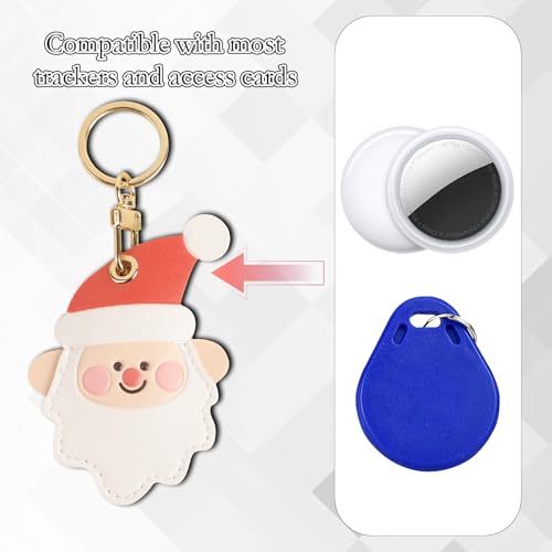 Image of Leather Keychain Case Holder Compatible with Apple AirTag, GPS Airtag Keychain Finder Tracker with Key Ring, Anti-Scratch Protective Air Tag Cover | Leather