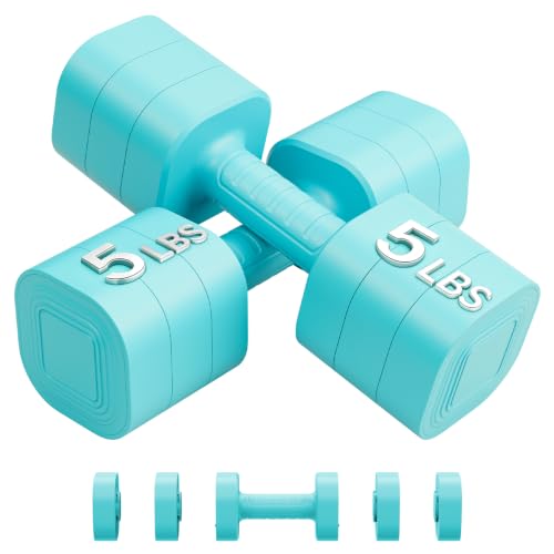 Image of Ragebby Adjustable Dumbbell Set of 2, Weights for Men and Women at Home, Anti-slip Handle, 3 in 1 Free Weights Dumbbells Set, 2lb /3lb /5lb /10lb /15lb /20lb for Pilates, Yoga, Strength Training