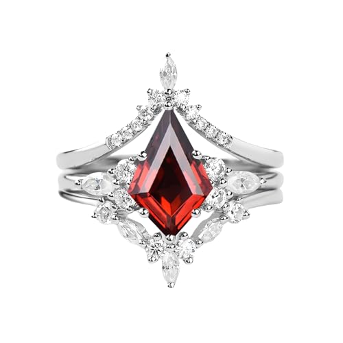 Kite Cut Gemstone Engagement Rings for Women 10K 14K 18K White Yellow Rose Gold Gemstone Wedding Ring Set Bridal Set 3pcs V Shaped Wedding Band Anniversary Promise Rings2