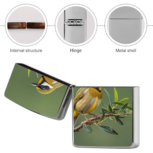 Funda retro para encendedor metálica estilo pájaros verde oliva miniatura 5
