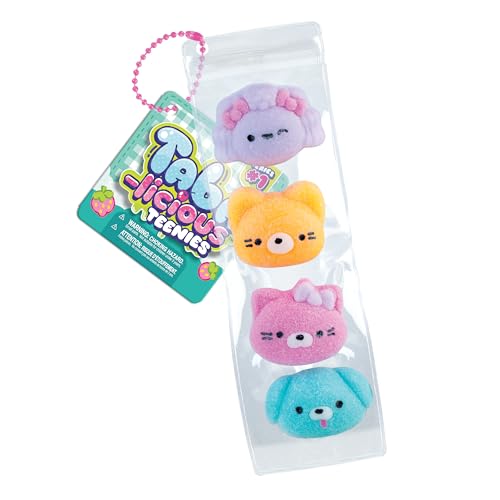 ORB Tabalicious Pets Teenies TABA Squishy Charm Toy Set - 4 Squishy TABA Pets Animal Faces in Resealable Charm Bag - Attach to Backpacks, Keychains, Wristlets, Bags and More for On The Go Play