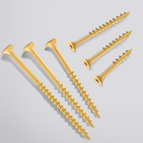 BNUOK Deck Screws 5 inch, Wood Screws #10 x 5, (36pcs) 1lb, Rust Resistant Epoxy Coated,Torx Drive Head Outdoor Decking Screws,with T25 Star Bit,Tan