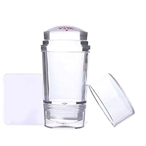 Fengyuanhong Sello Stamper Cabeza del Doble de la Jalea del silicón de uñas con raspador Verde Transparente de uñas…