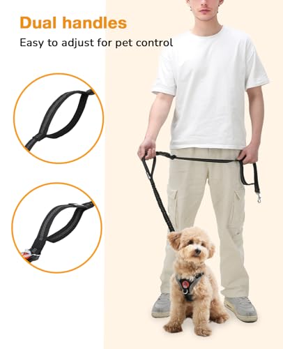 Pecute Joggingleine Hunde mit Bauchgurt, Laufgürtel Hundeleine für Große und Mittelgroße Hundes, Leine Hund mit Gürteltasche, Elastische Laufleine, Dog Leash Hand Free