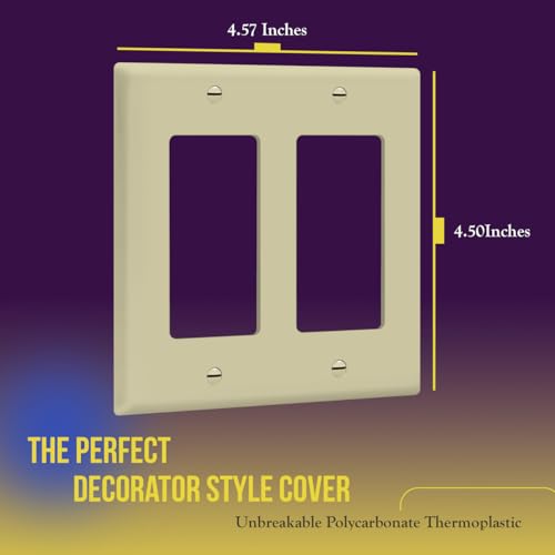 Image of ENERLITES 2-Gang Ivory Decorator Light Switch Outlet Wall Plate Cover